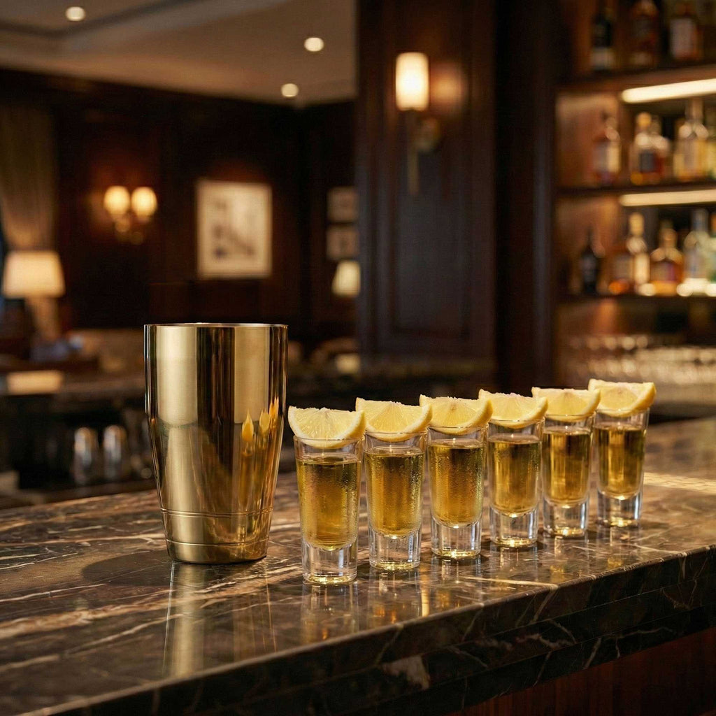 Bar Lux 16 oz Gold-Plated Stainless Steel Cocktail Shaker Tin - Weighted - 3 1/4" x 3 1/4" x 4" - 1 count box