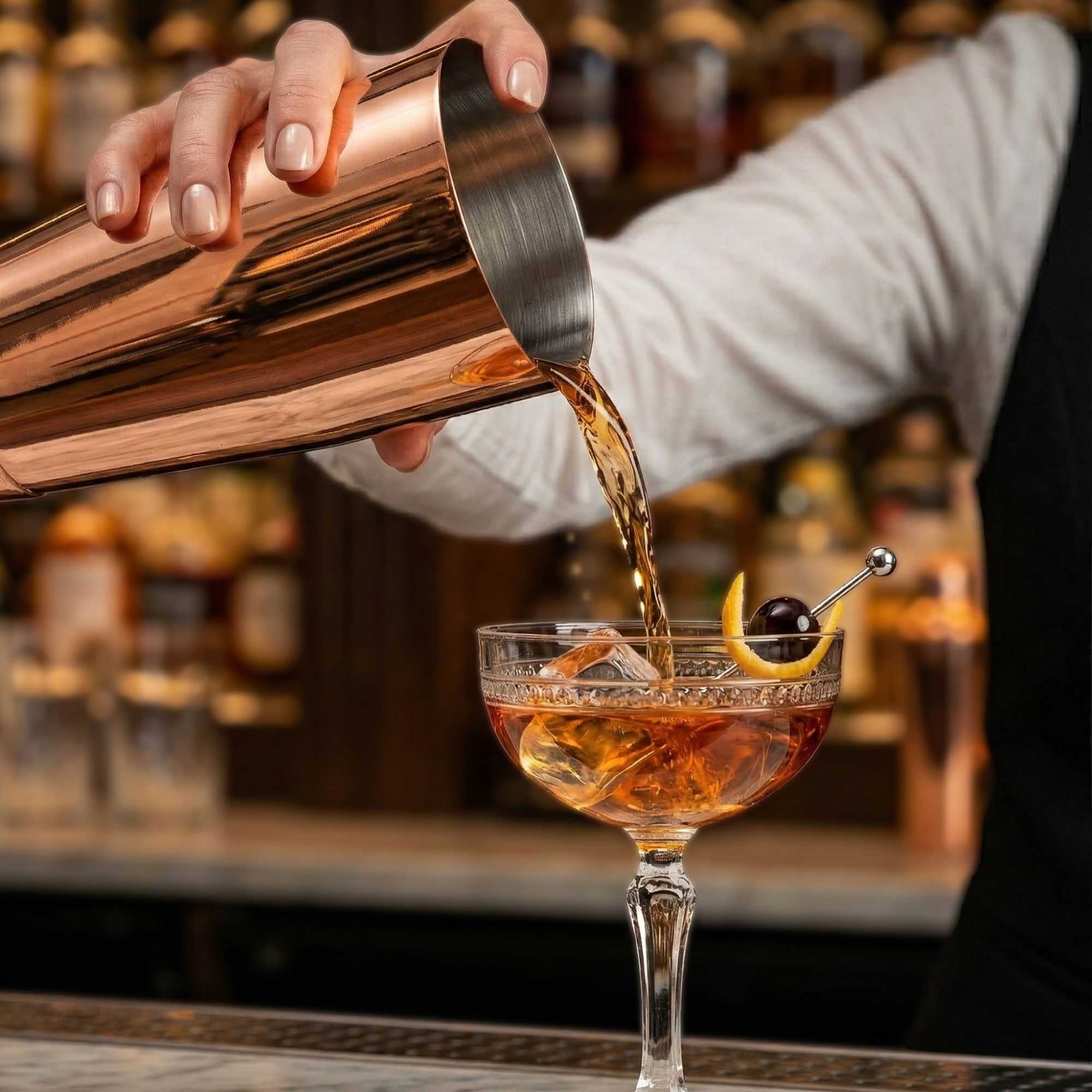 Bar Lux 24 oz Copper-Plated Stainless Steel Cocktail Shaker Tin - Weighted - 3 1/2" x 3 1/2" x 6 1/2" - 1 count box