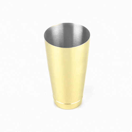 Bar Lux 24 oz Gold-Plated Stainless Steel Cocktail Shaker Tin - Weighted - 3 1/2" x 3 1/2" x 6 1/2" - 1 count box