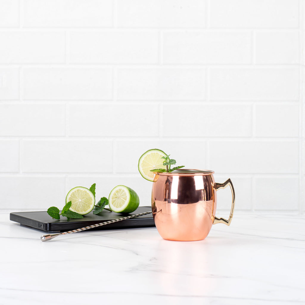 Bar Lux 16 oz Copper-Plated Stainless Steel Moscow Mule Mug - 3 1/2" x 3 1/2" x 3 3/4" - 1 count box