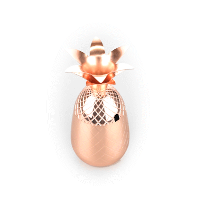 Bar Lux 16 oz Copper-Plated Stainless Steel Pineapple Tumbler - 3 1/2" x 3 1/2" x 7 1/2" - 1 count box