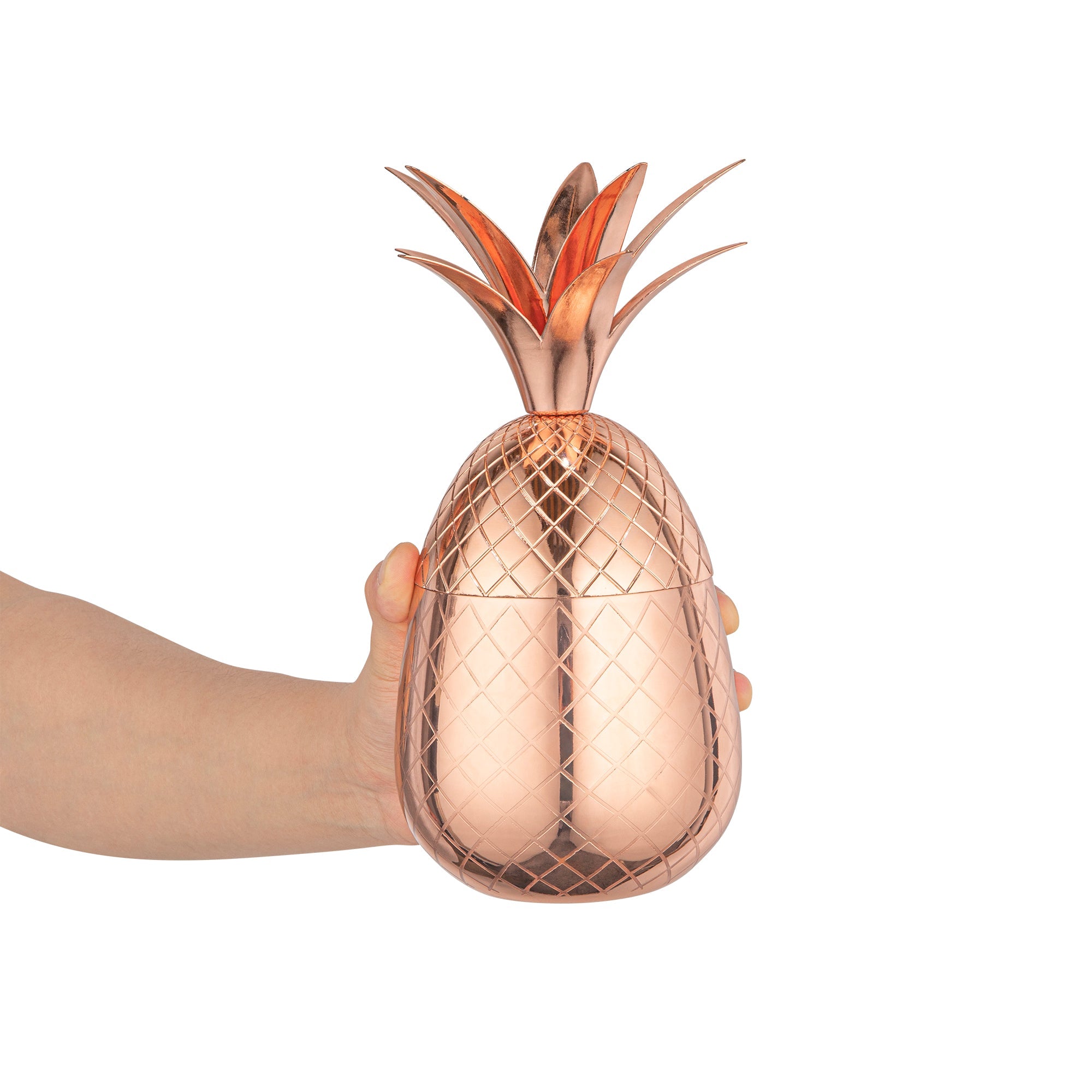Bar Lux 24 oz Copper-Plated Stainless Steel Pineapple Tumbler - 4 1/4" x 4 1/4" x 9 1/4" - 1 count box