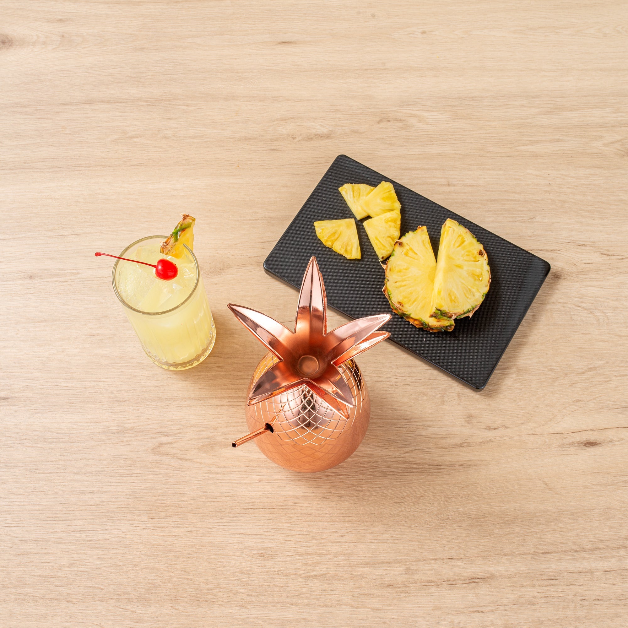 Bar Lux 24 oz Copper-Plated Stainless Steel Pineapple Tumbler - 4 1/4" x 4 1/4" x 9 1/4" - 1 count box