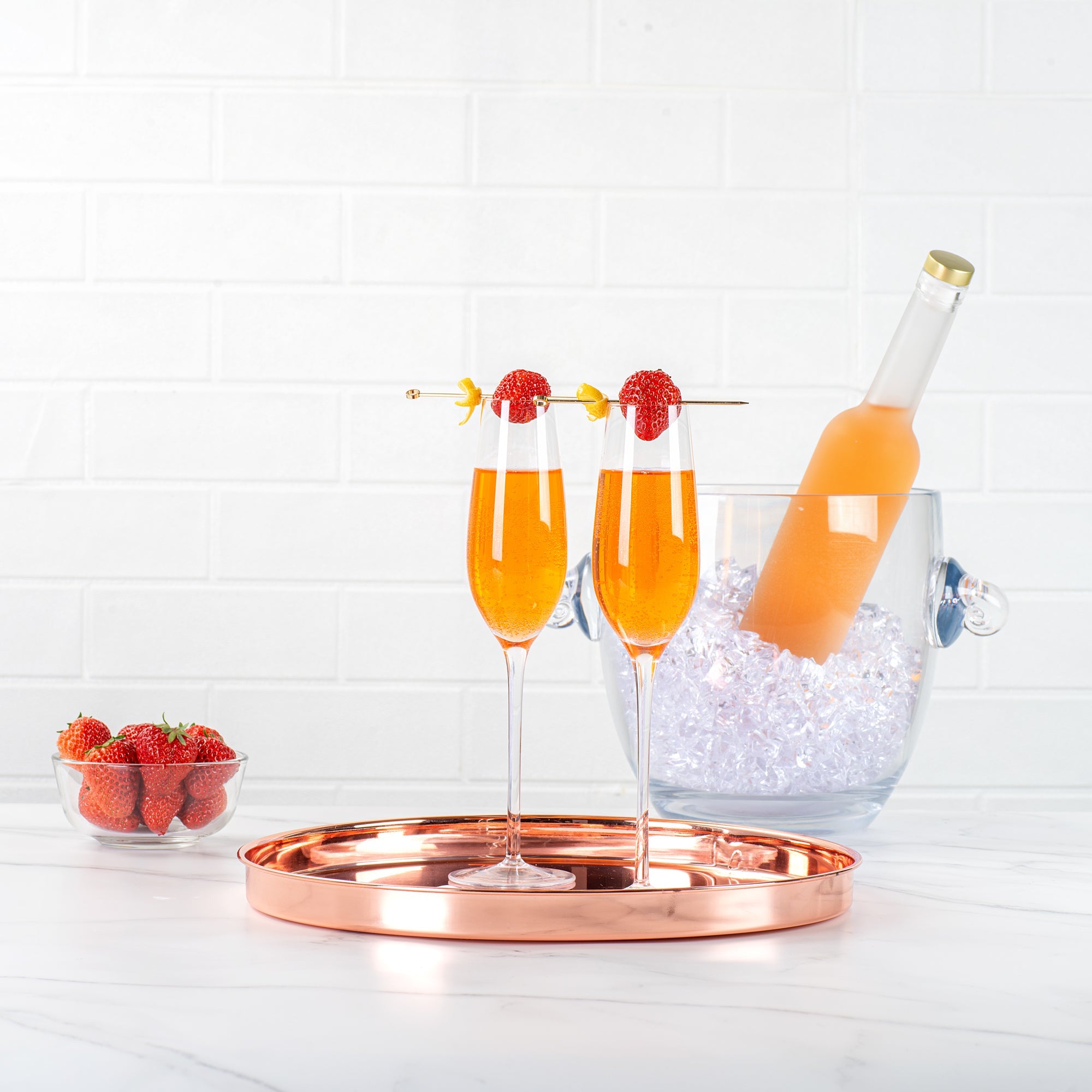 Bar Lux Copper-Plated Stainless Steel Serving Tray - 12 1/2" x 12 1/2" x 1" - 1 count box