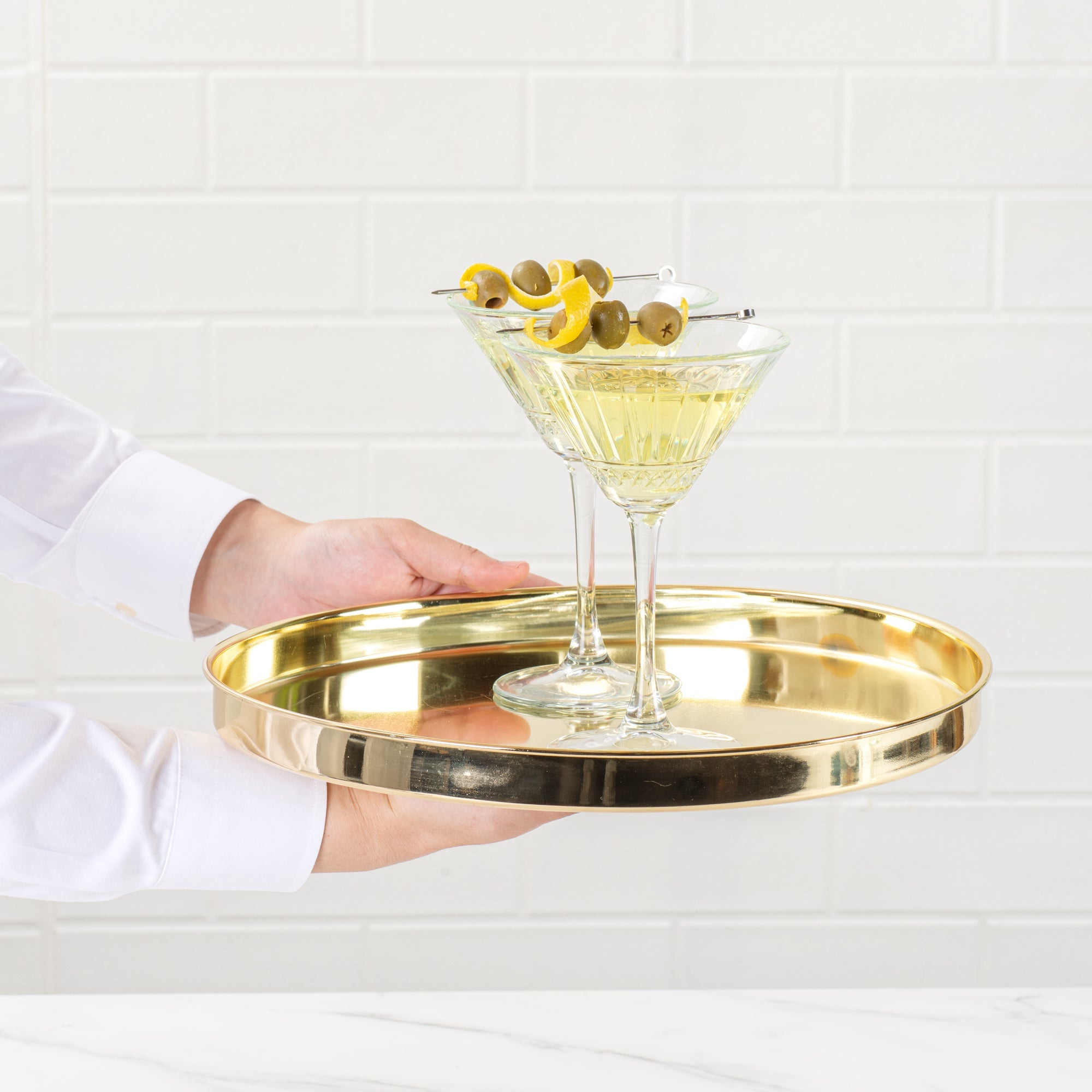 Bar Lux Gold-Plated Stainless Steel Serving Tray - 12 1/2" x 12 1/2" x 1" - 1 count box