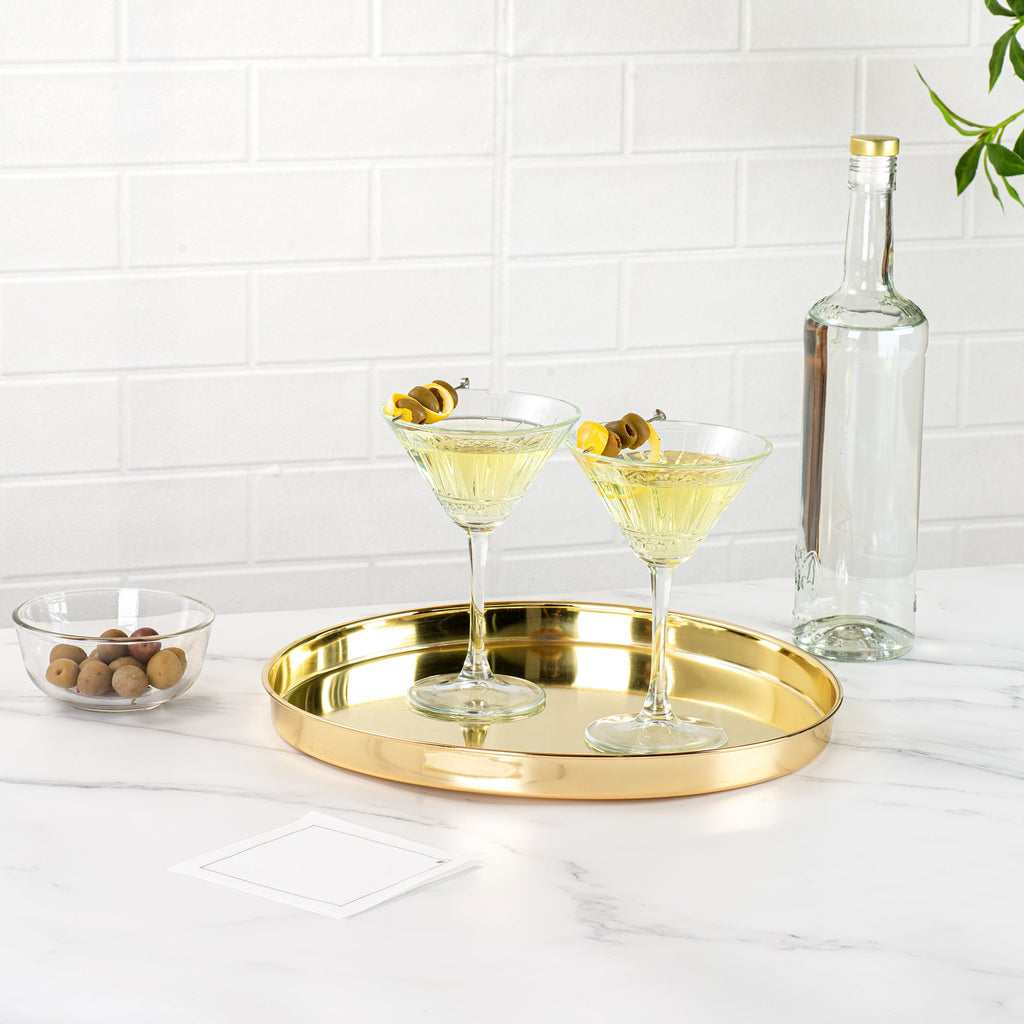 Bar Lux Gold-Plated Stainless Steel Serving Tray - 12 1/2" x 12 1/2" x 1" - 1 count box