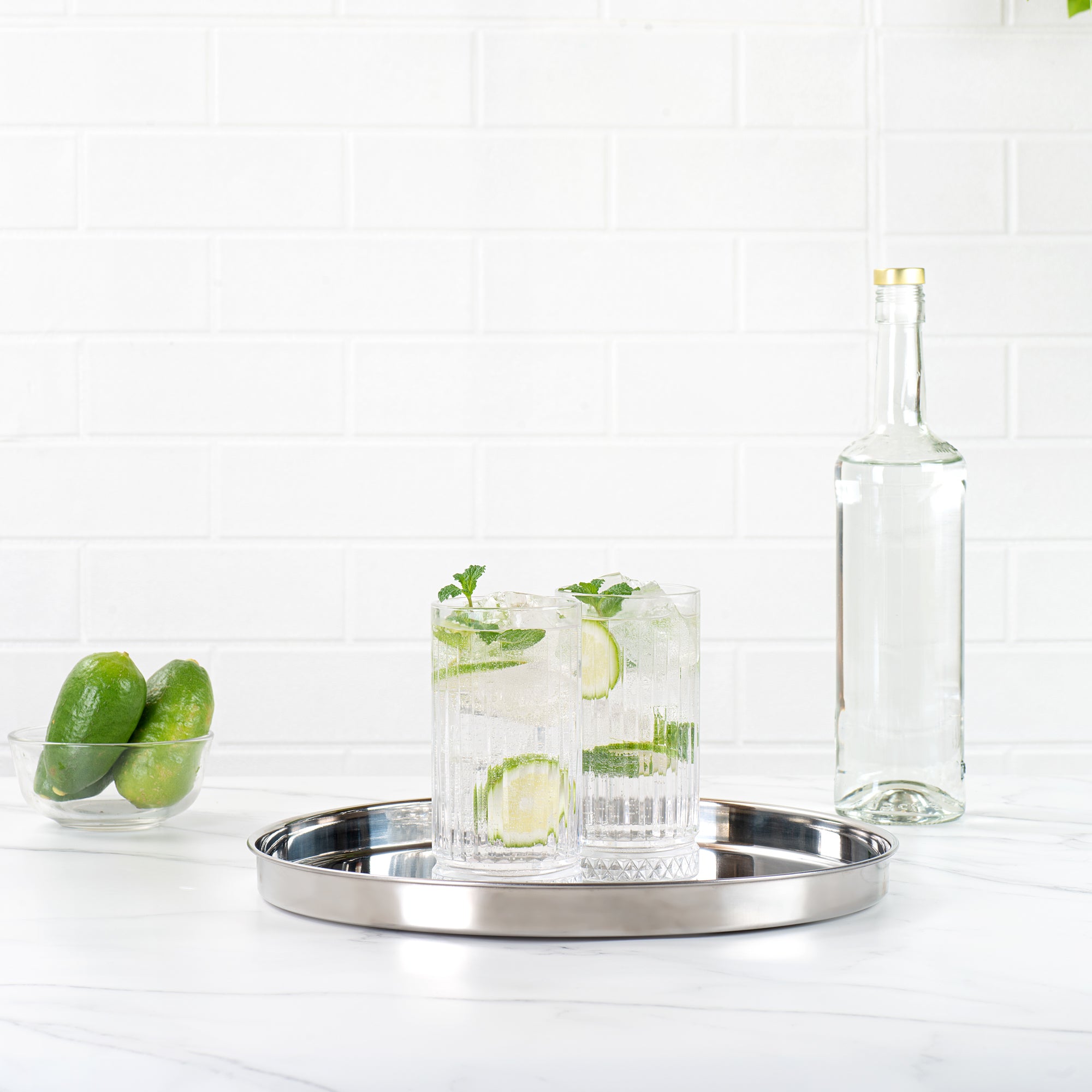 Bar Lux Stainless Steel Serving Tray - Mirrored Finish - 12 1/2" x 12 1/2" x 1" - 1 count box