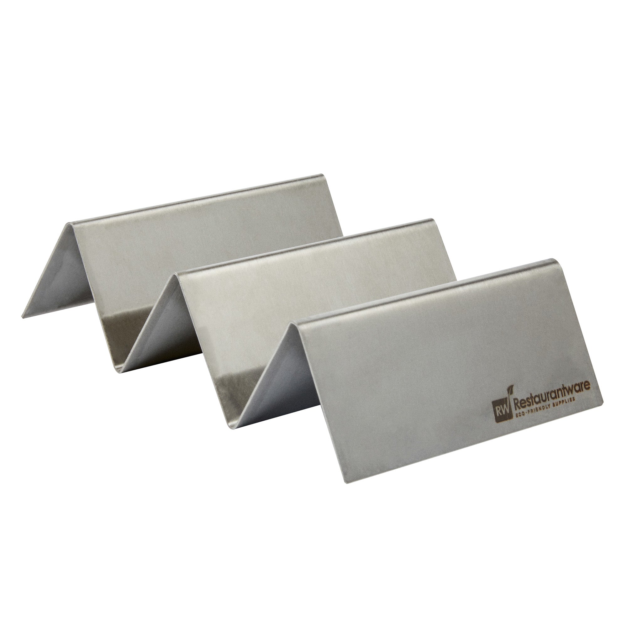 Met Lux Stainless Steel Double Taco Holder - with 2 or 3 Compartments - 6 1/2" x 4" x 1 1/2" - 1 count box
