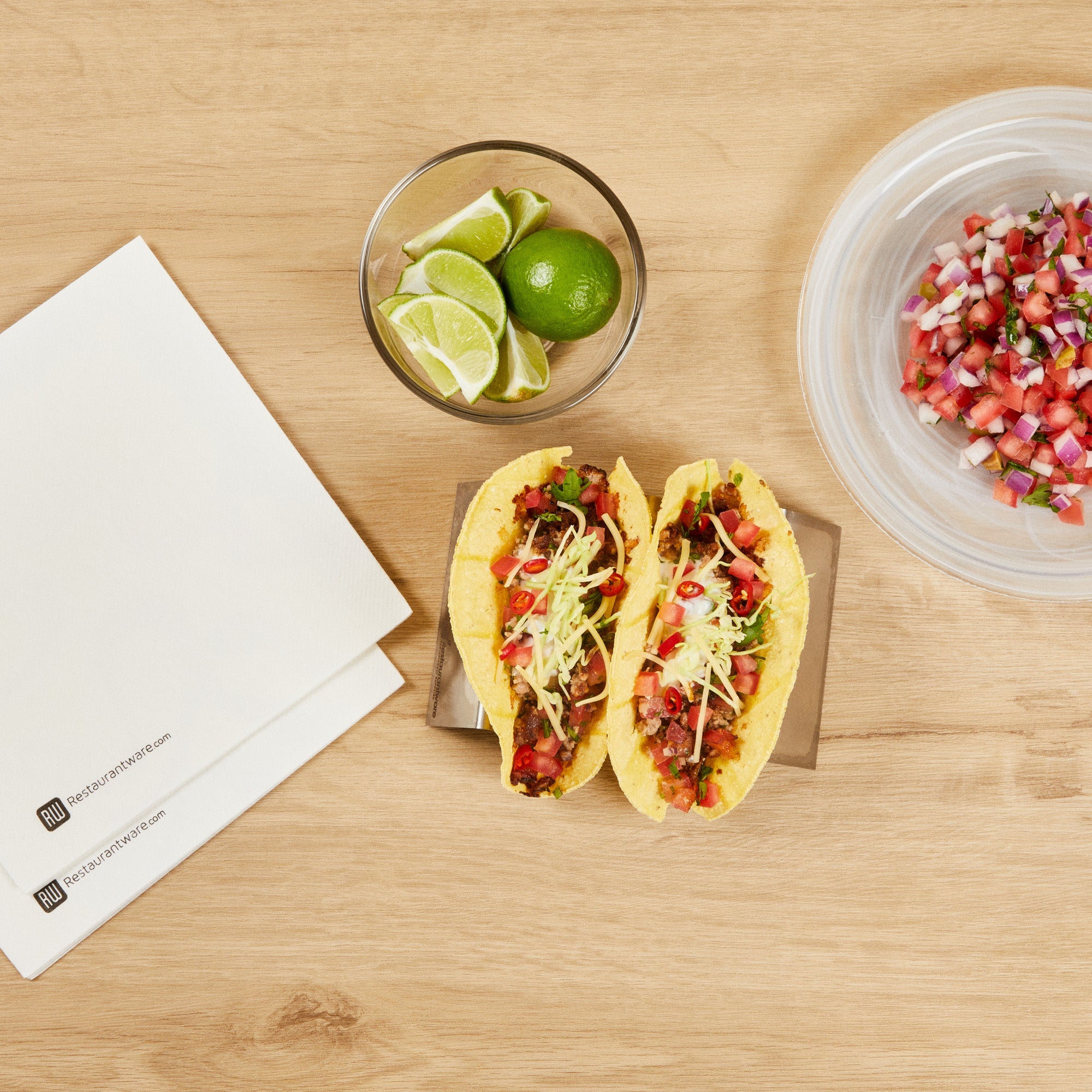 Met Lux Stainless Steel Double Taco Holder - with 2 or 3 Compartments - 6 1/2" x 4" x 1 1/2" - 1 count box