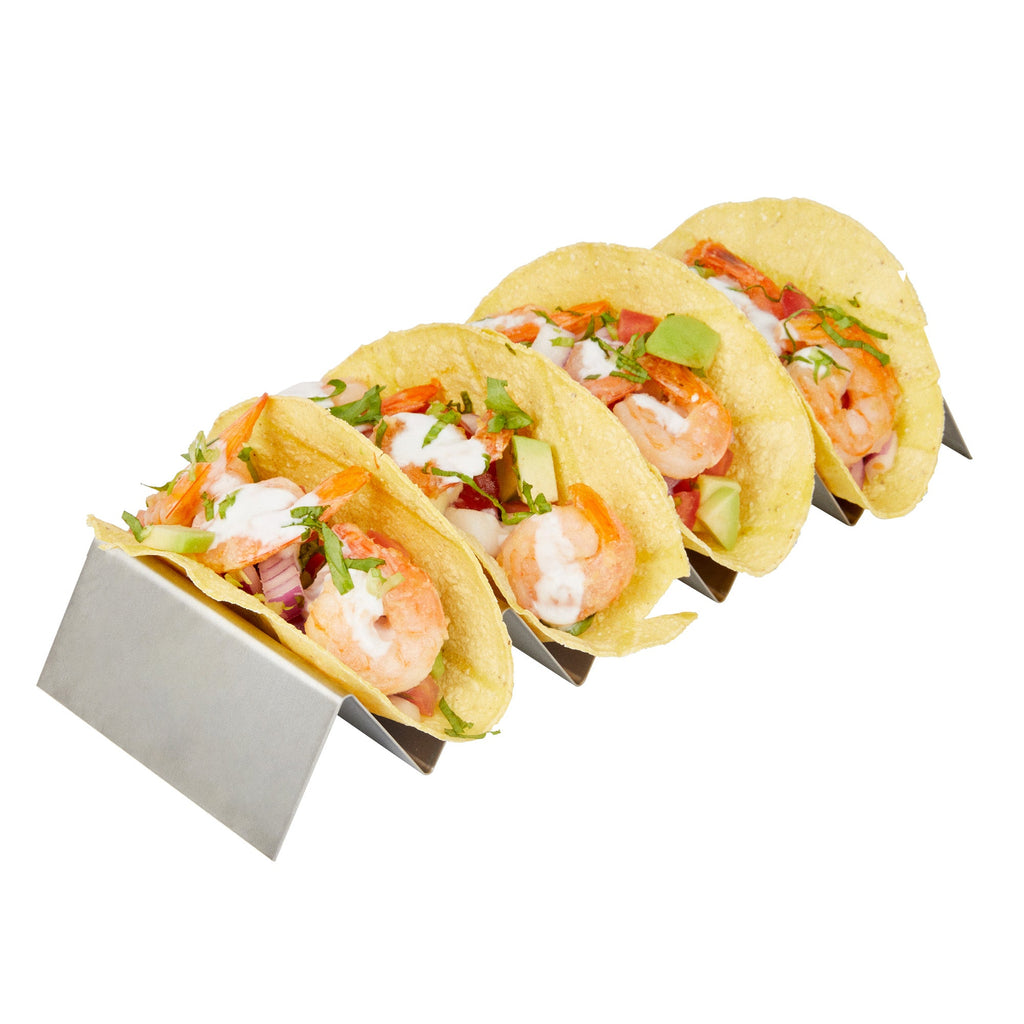 Met Lux Stainless Steel Quadruple Taco Holder - with 4 or 5 Compartments - 10 3/4" x 4" x 1 1/2" - 1 count box