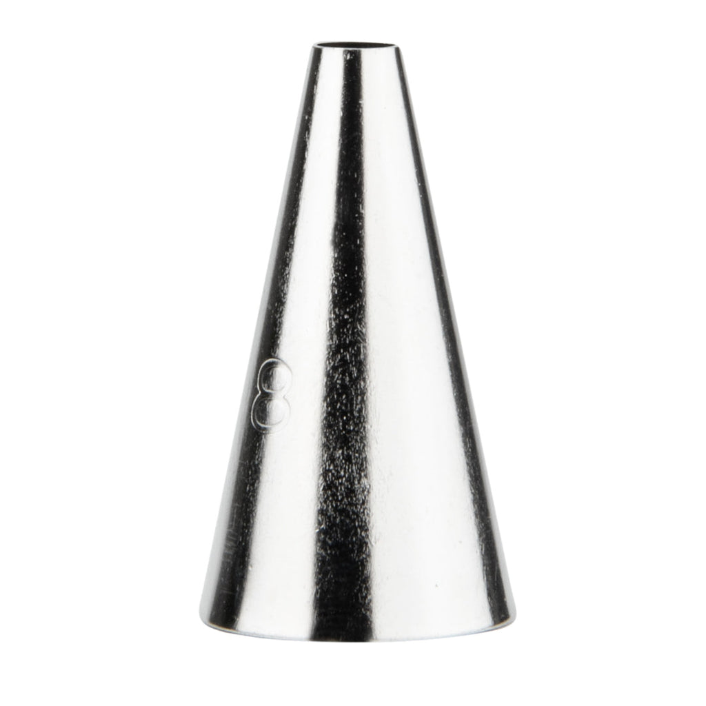 Pastry Tek Stainless Steel #8 Round Piping Tip - 3/4" x 3/4" x 1 1/4" - 1 count box