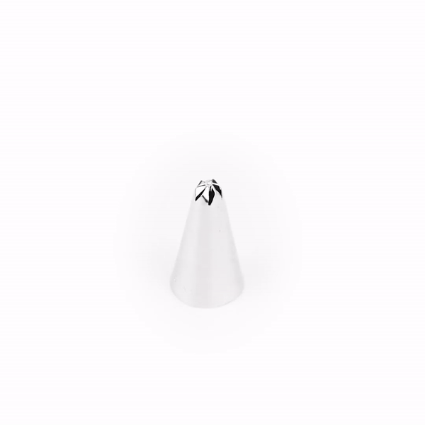 Pastry Tek Stainless Steel #107 Drop Flower Piping Tip - 3/4" x 3/4" x 1 1/4" - 1 count box