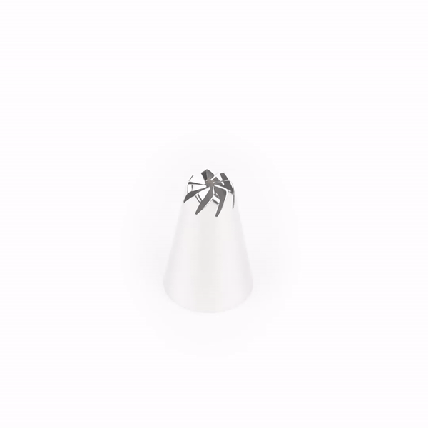 Pastry Tek Stainless Steel #108 Drop Flower Piping Tip - 3/4" x 3/4" x 1 1/4" - 1 count box