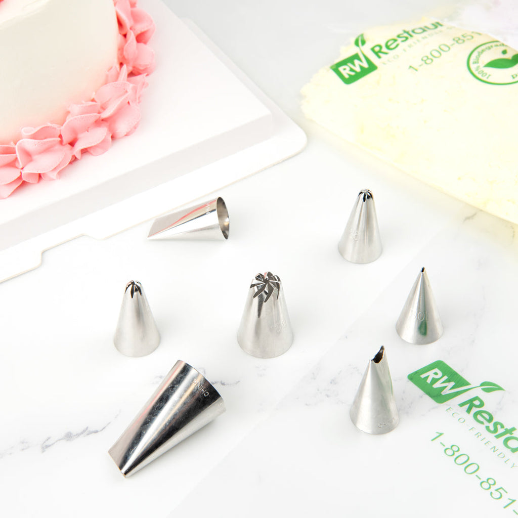 Pastry Tek Stainless Steel #108 Drop Flower Piping Tip - 3/4" x 3/4" x 1 1/4" - 1 count box