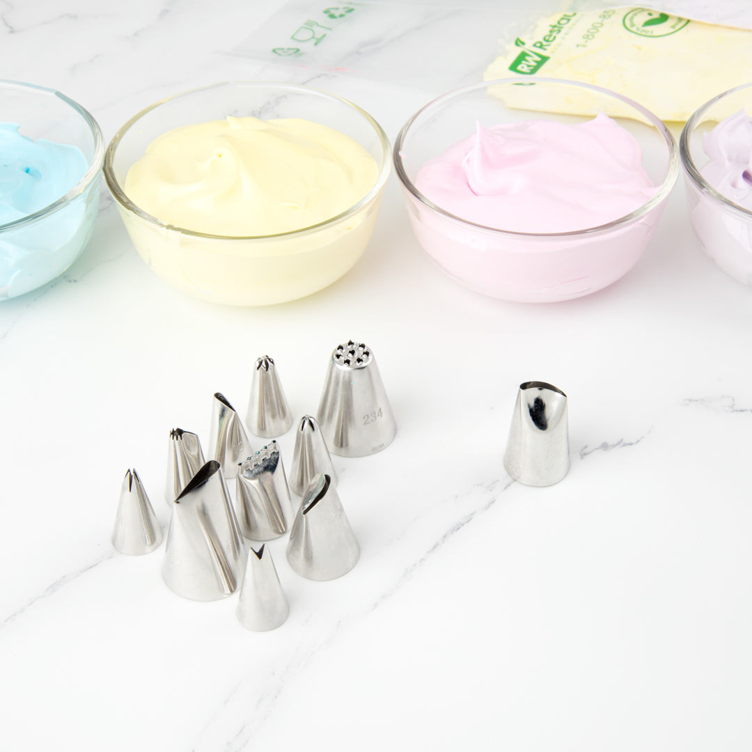Pastry Tek Stainless Steel #123 Petal Piping Tip - 1" x 1" x 1 1/2" - 1 count box
