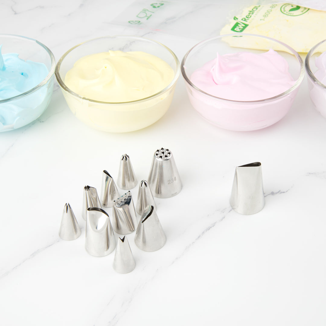 Pastry Tek Stainless Steel #127 Petal Piping Tip - 1 1/4" x 1 1/4" x 1 3/4" - 1 count box