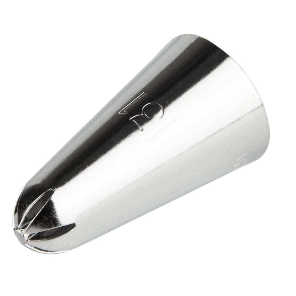 Pastry Tek Stainless Steel #131 Drop Flower Piping Tip - 3/4" x 3/4" x 1 1/4" - 1 count box