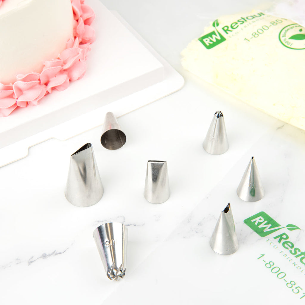 Pastry Tek Stainless Steel #150 Carnation Petal Piping Tip - 3/4" x 3/4" x 1 1/4" - 1 count box