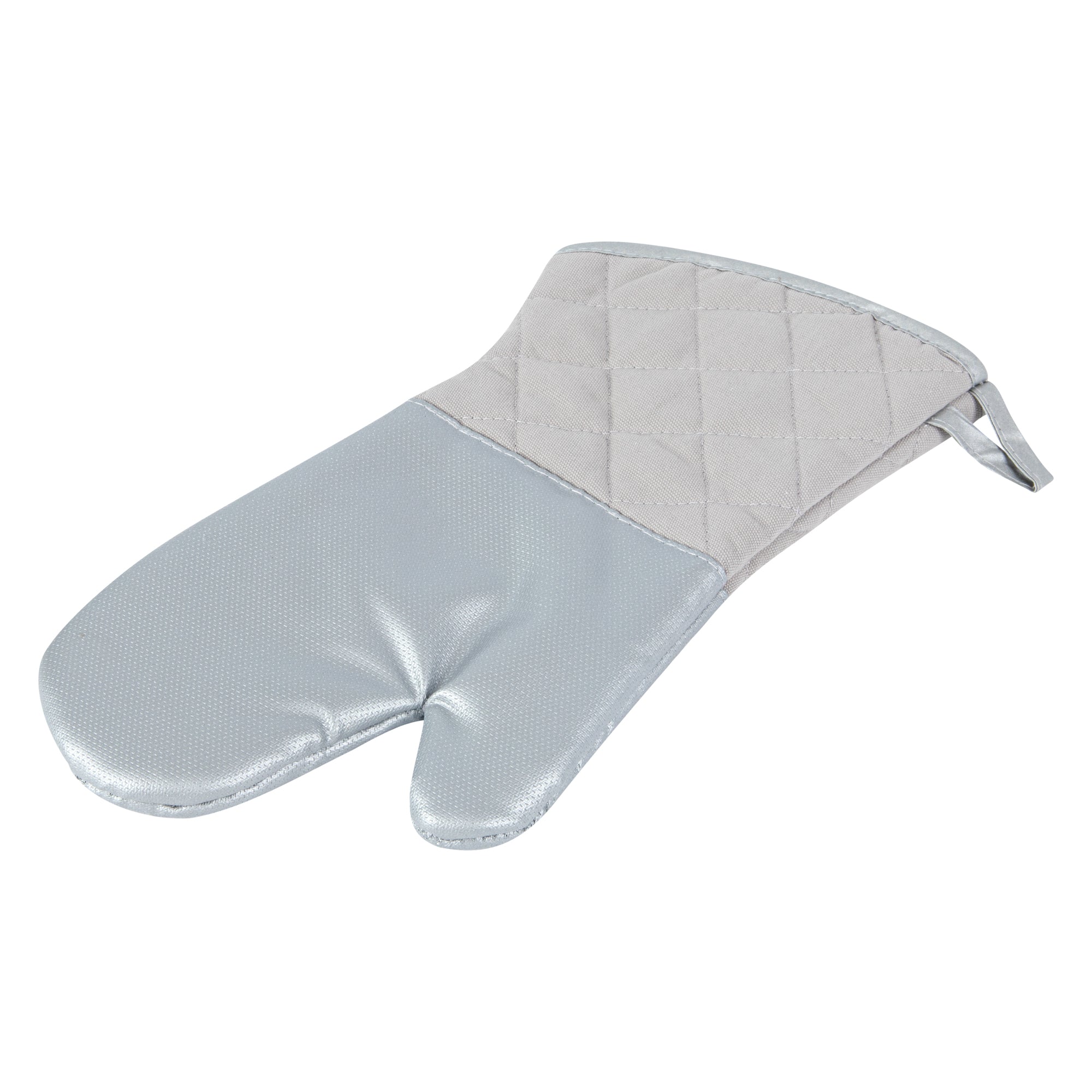 RW Threads Silver Fiberglass Oven Mitt - Non-Slip, Professional Grade - 15" x 7" x 1" - 1 count box