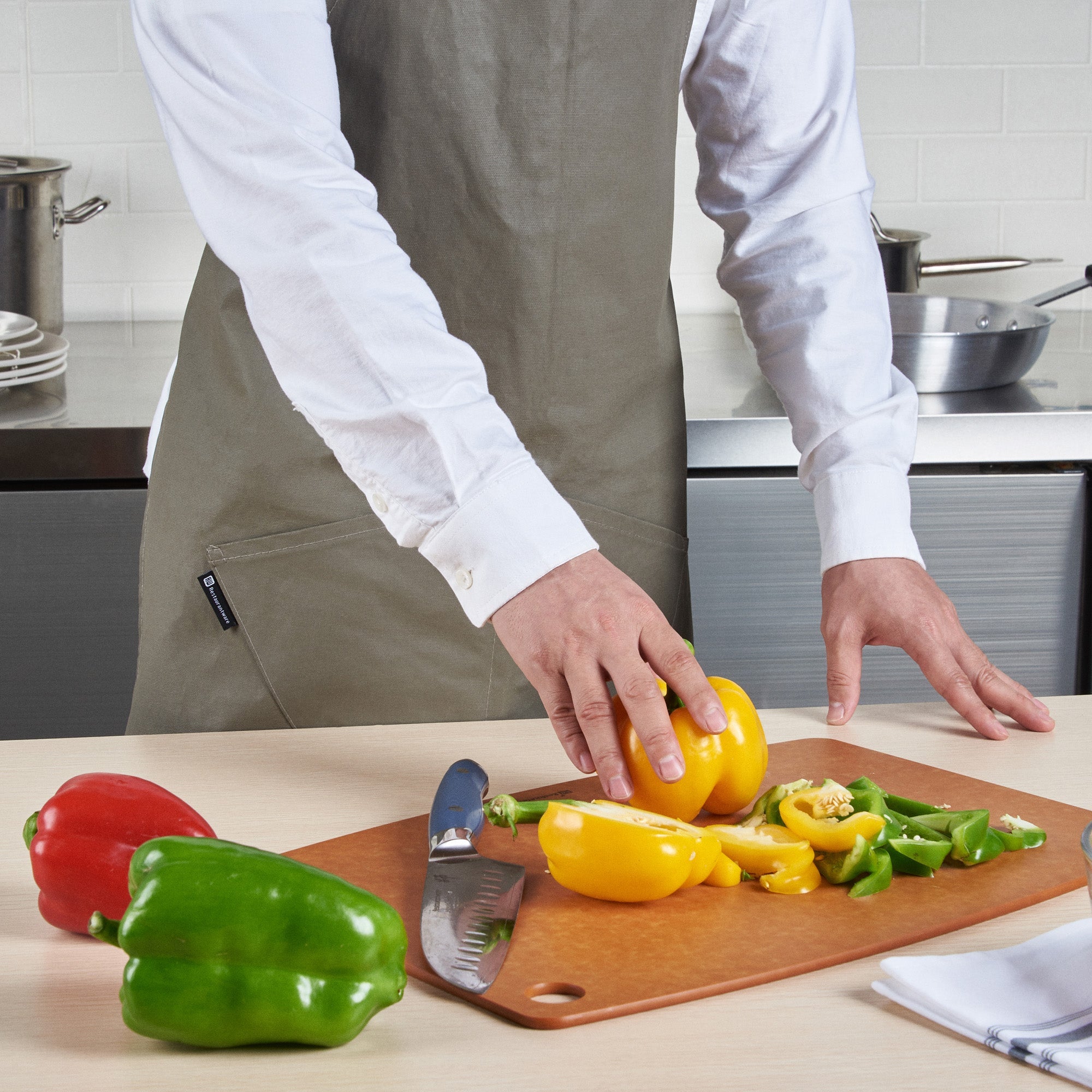 RW Threads Gray Cotton Cooking Apron - Flame Retardant - 32" x 26" - 1 count box