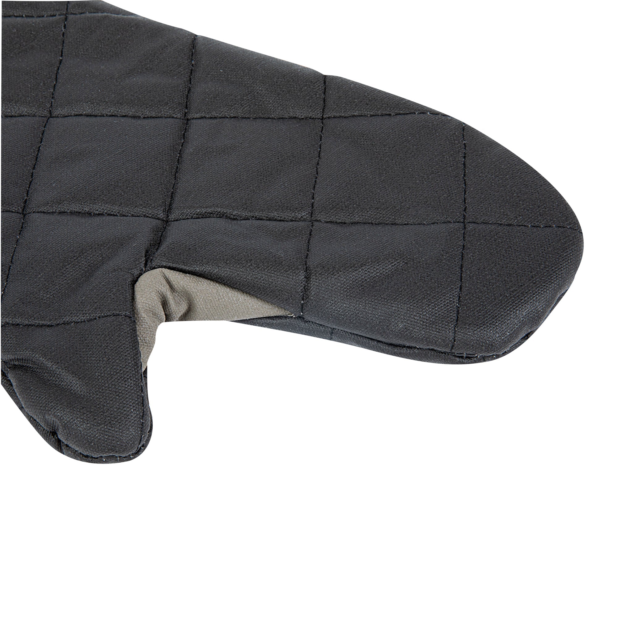 RW Threads Black Cotton Oven Mitt - Flame Retardant, with Thumb Guard - 13 3/4" x 8" x 1" - 1 count box