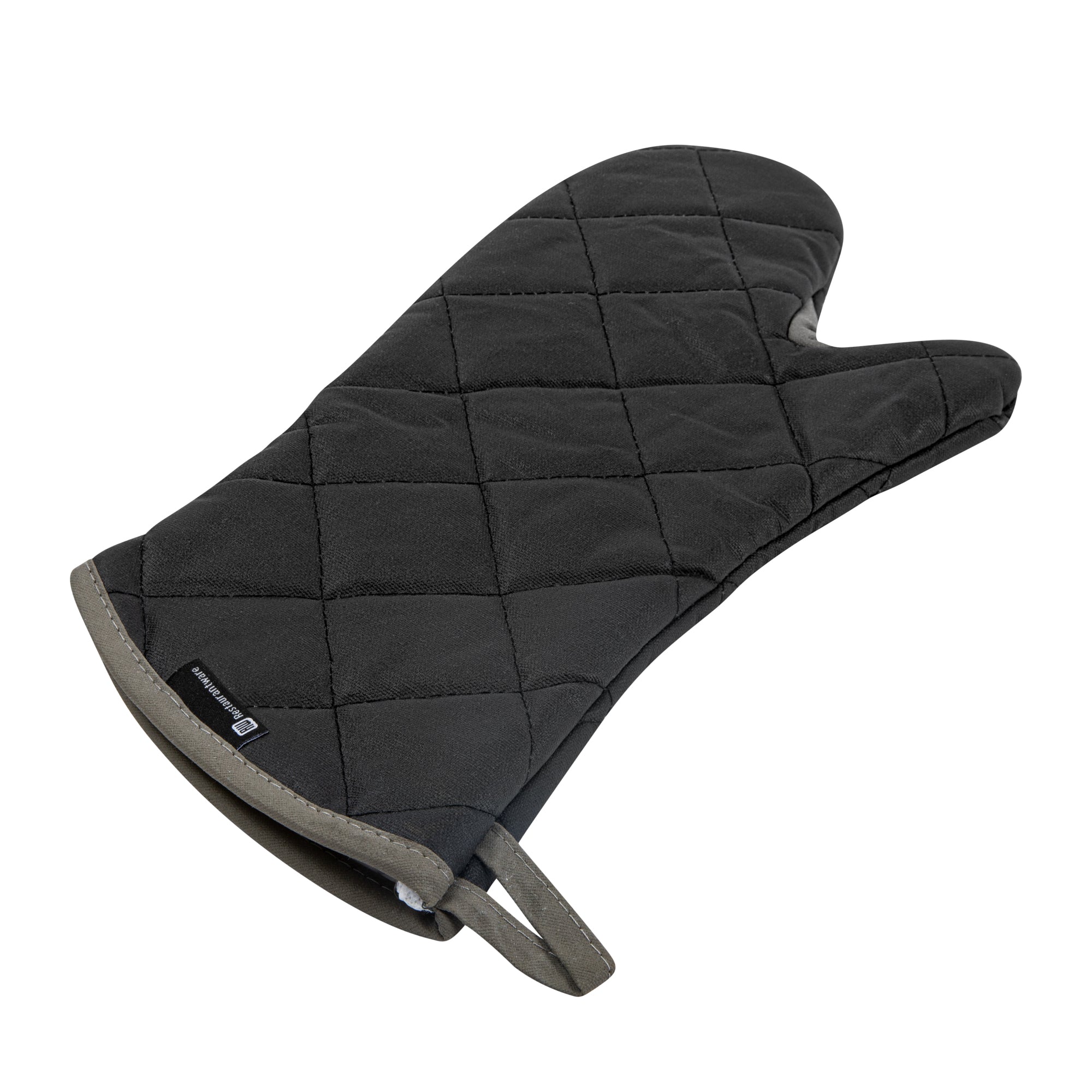RW Threads Black Cotton Oven Mitt - Flame Retardant, with Thumb Guard - 17" x 8" x 1/2" - 1 count box