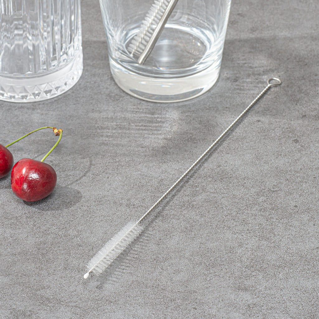 Bar Lux Silver Stainless Steel Straw Cleaning Brush - Reusable - 9 1/2" x 1" x 1" - 2 count box