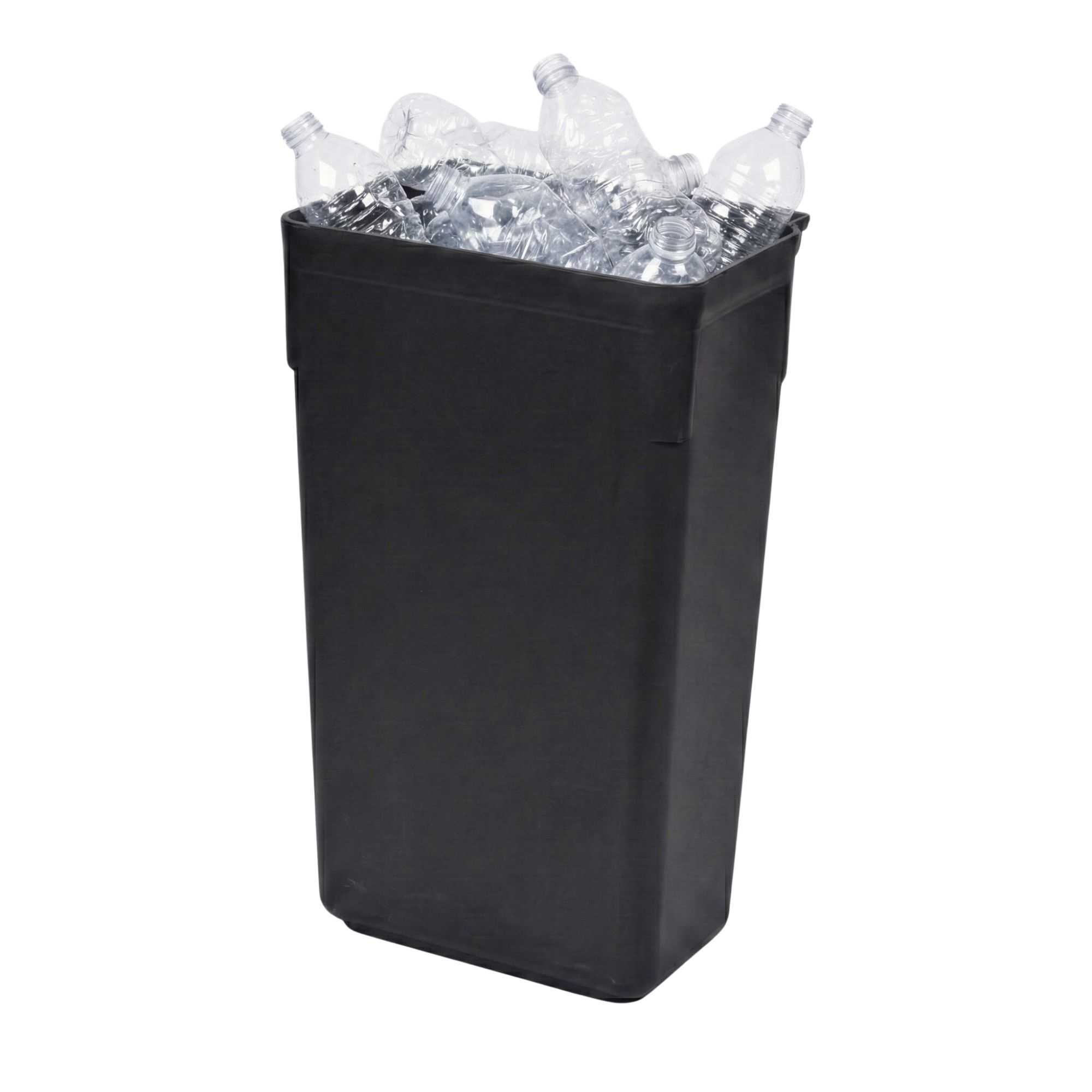 RW Clean Black Plastic Attachable Slim Trash Can - Fits Heavy-Duty Rolling Utility Cart - 13" x 9 1/2" x 22" - 1 count box