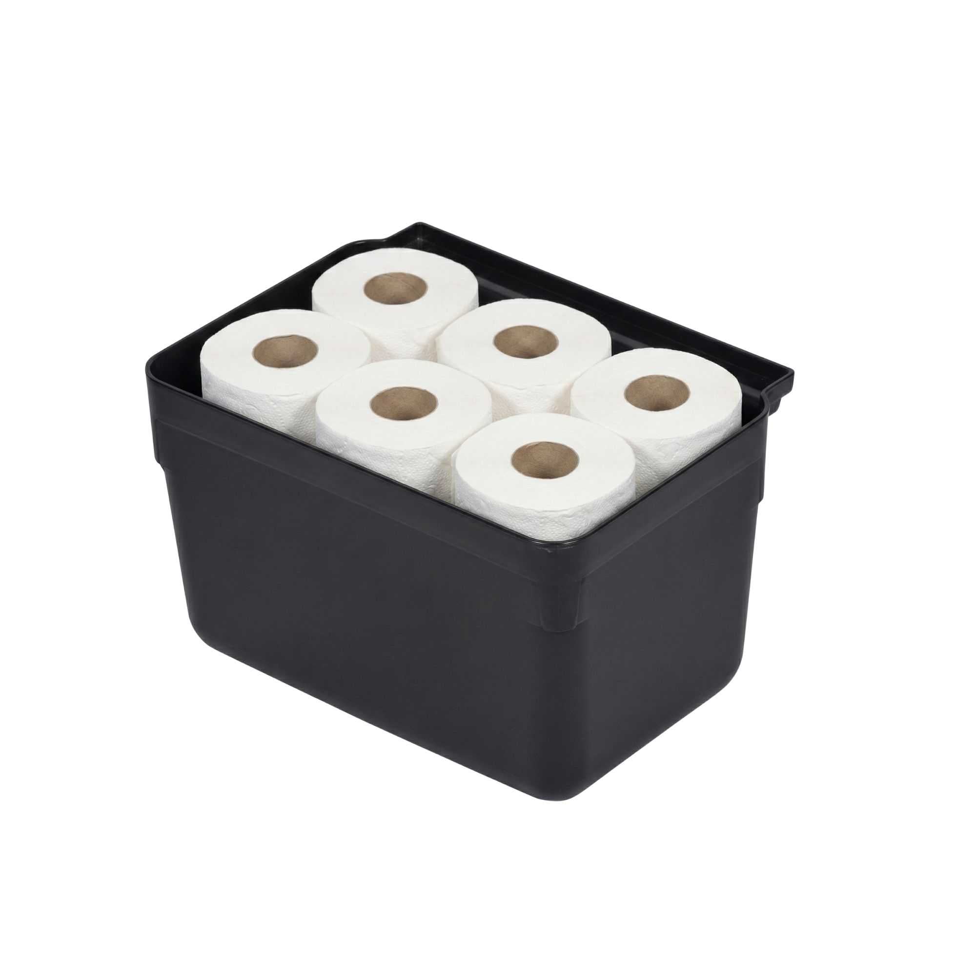 RW Clean Black Plastic Attachable Small Bus Tub - Fits Heavy-Duty Rolling Utility Cart - 13" x 9 1/4" x 7" - 1 count box