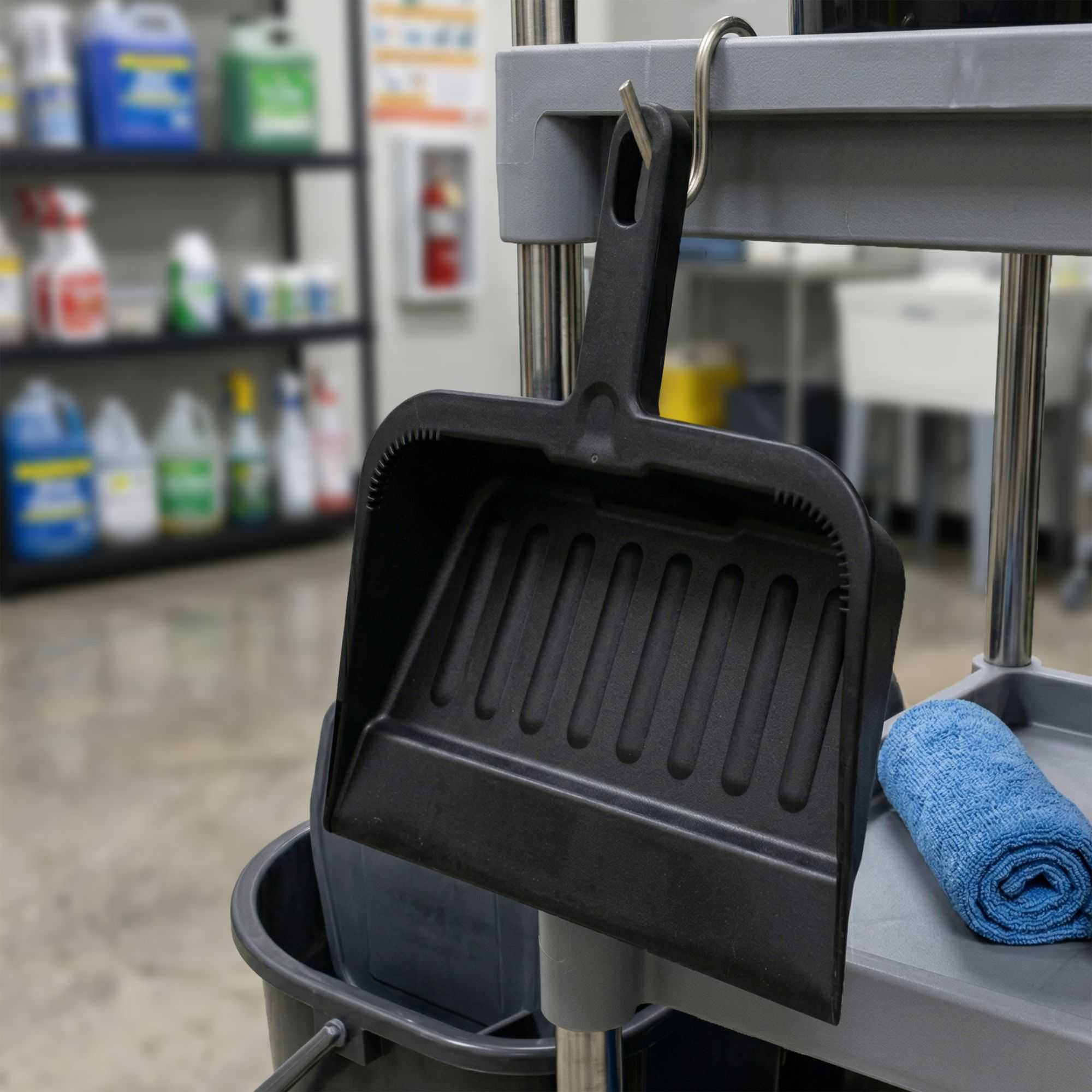 RW Clean Black Plastic Handheld Dustpan - 13" x 12" x 2 3/4" - 1 count box