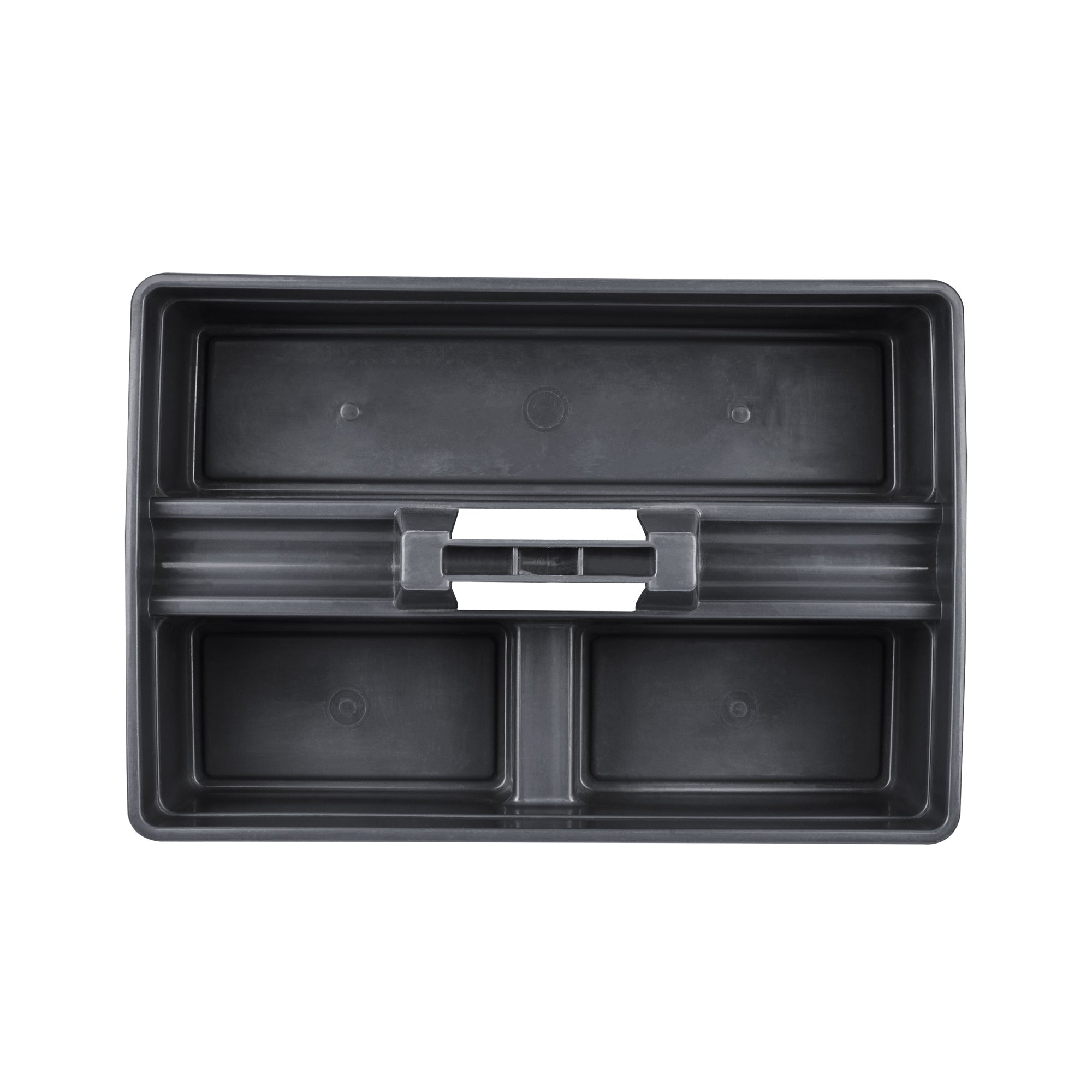 RW Clean Black Plastic Cleaning Caddy - 3 Compartments, with Handle - 16" x 10 1/2" x 7" - 1 count box