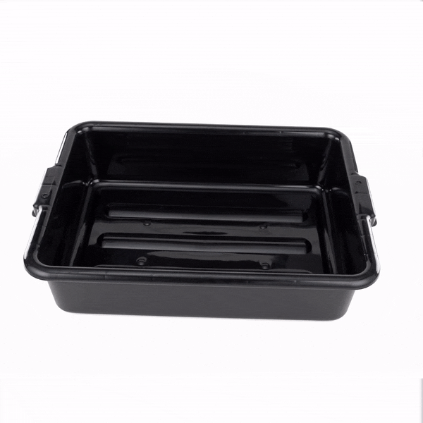 RW Clean Black Plastic Bus Tub - Easy Grip - 21 1/4" x 15 3/4" x 4 3/4" - 12 count box