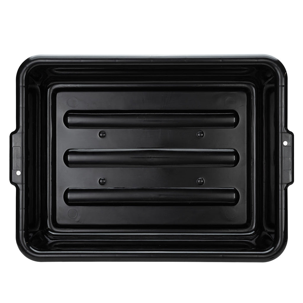 RW Clean Black Plastic Bus Tub - Easy Grip - 21 1/4" x 15 3/4" x 4 3/4" - 12 count box