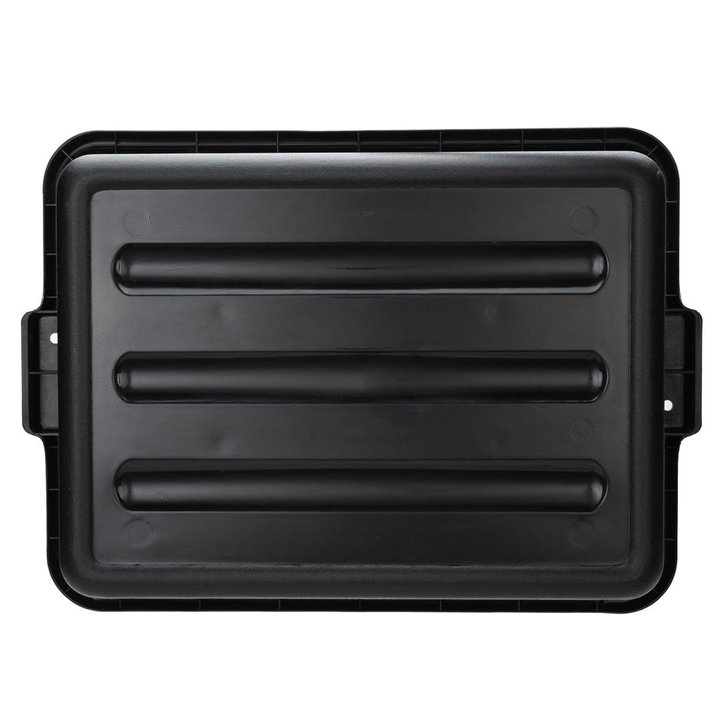 RW Clean Black Plastic Bus Tub - Easy Grip - 21 1/4" x 15 3/4" x 4 3/4" - 12 count box