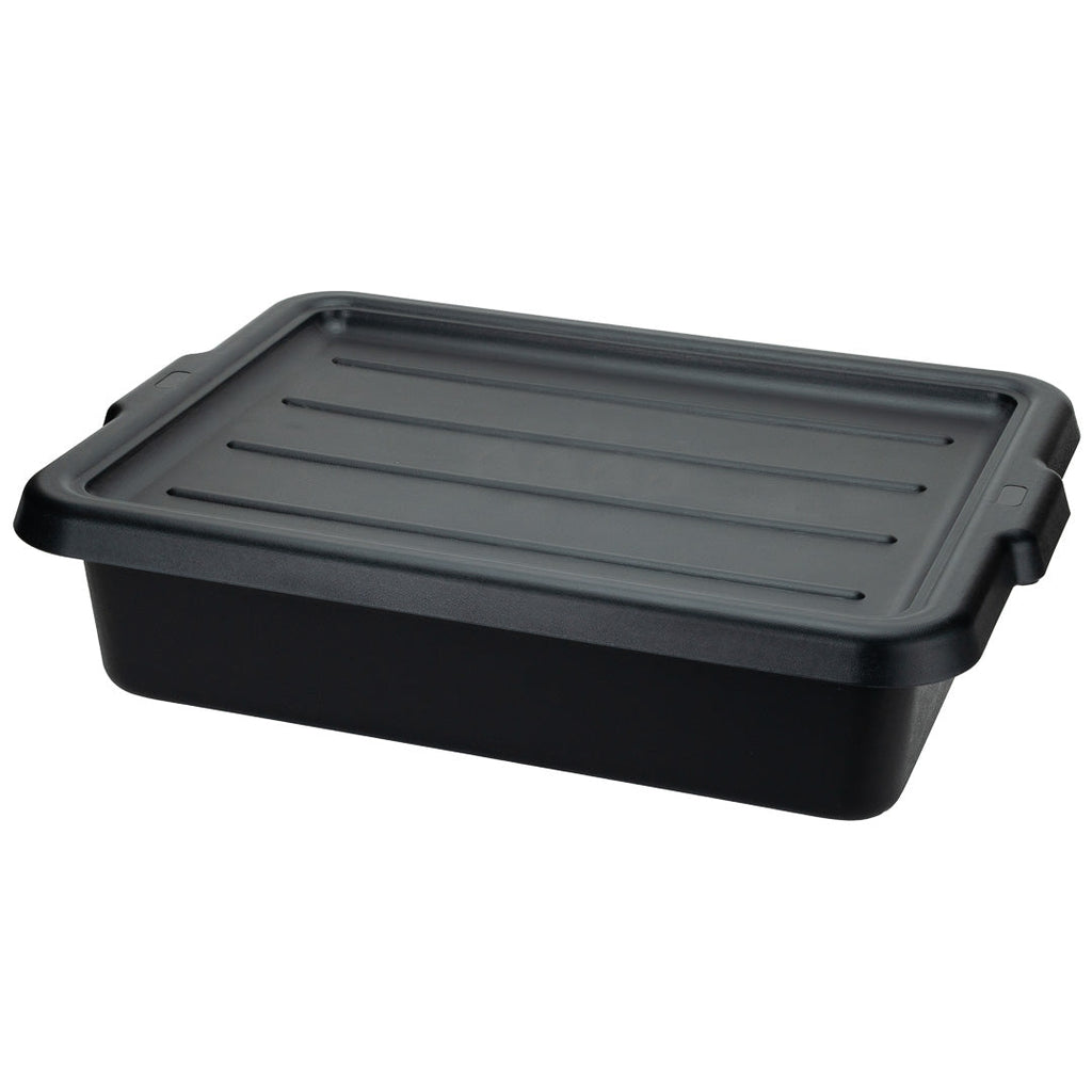 RW Clean Black Plastic Bus Tub - Easy Grip - 21 1/4" x 15 3/4" x 4 3/4" - 12 count box