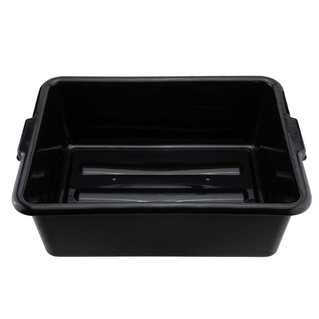 RW Clean Black Plastic Bus Tub - Deep, Easy Grip - 22" x 15 3/4" x 7" - 12 count box