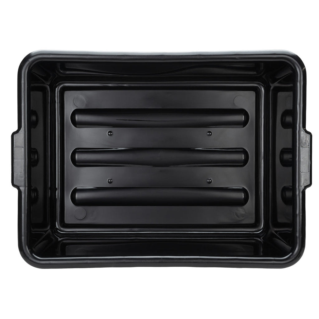 RW Clean Black Plastic Bus Tub - Deep, Easy Grip - 22" x 15 3/4" x 7" - 12 count box