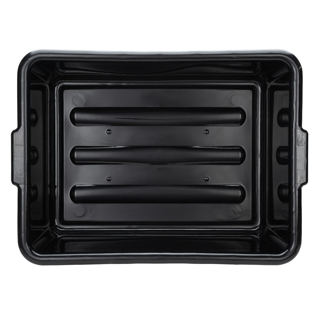 RW Clean Black Plastic Bus Tub - Deep, Easy Grip - 22" x 15 3/4" x 7" - 12 count box