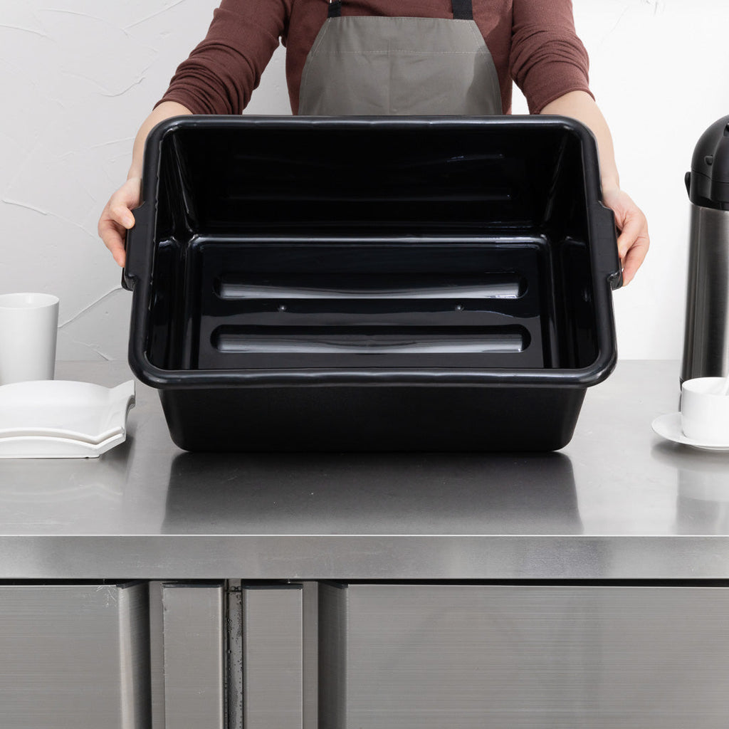RW Clean Black Plastic Bus Tub - Deep, Easy Grip - 22" x 15 3/4" x 7" - 1 count box