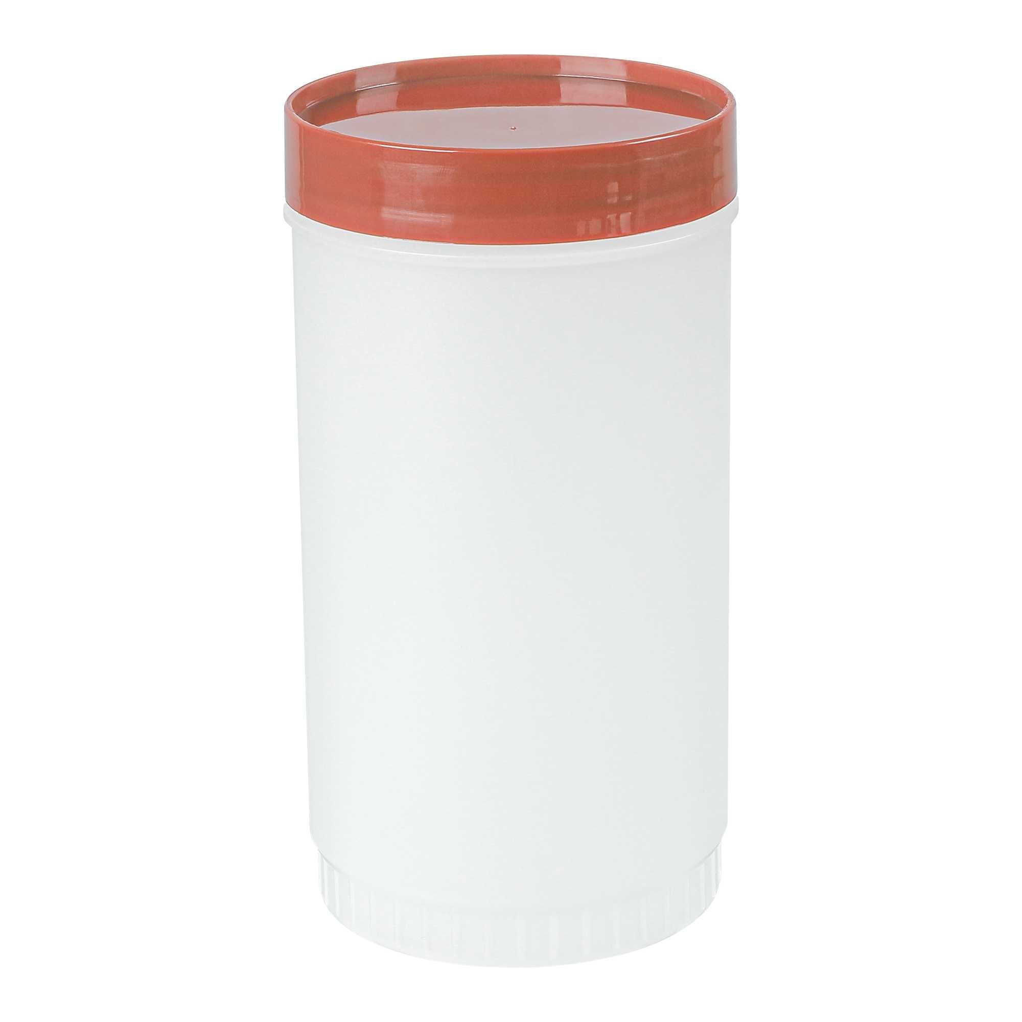 Bar Lux 1 qt Plastic Quick Pour Storage Container Bottle - with Brown Spout and Lid - 3 1/2" x 3 1/2" x 13" - 1 count box