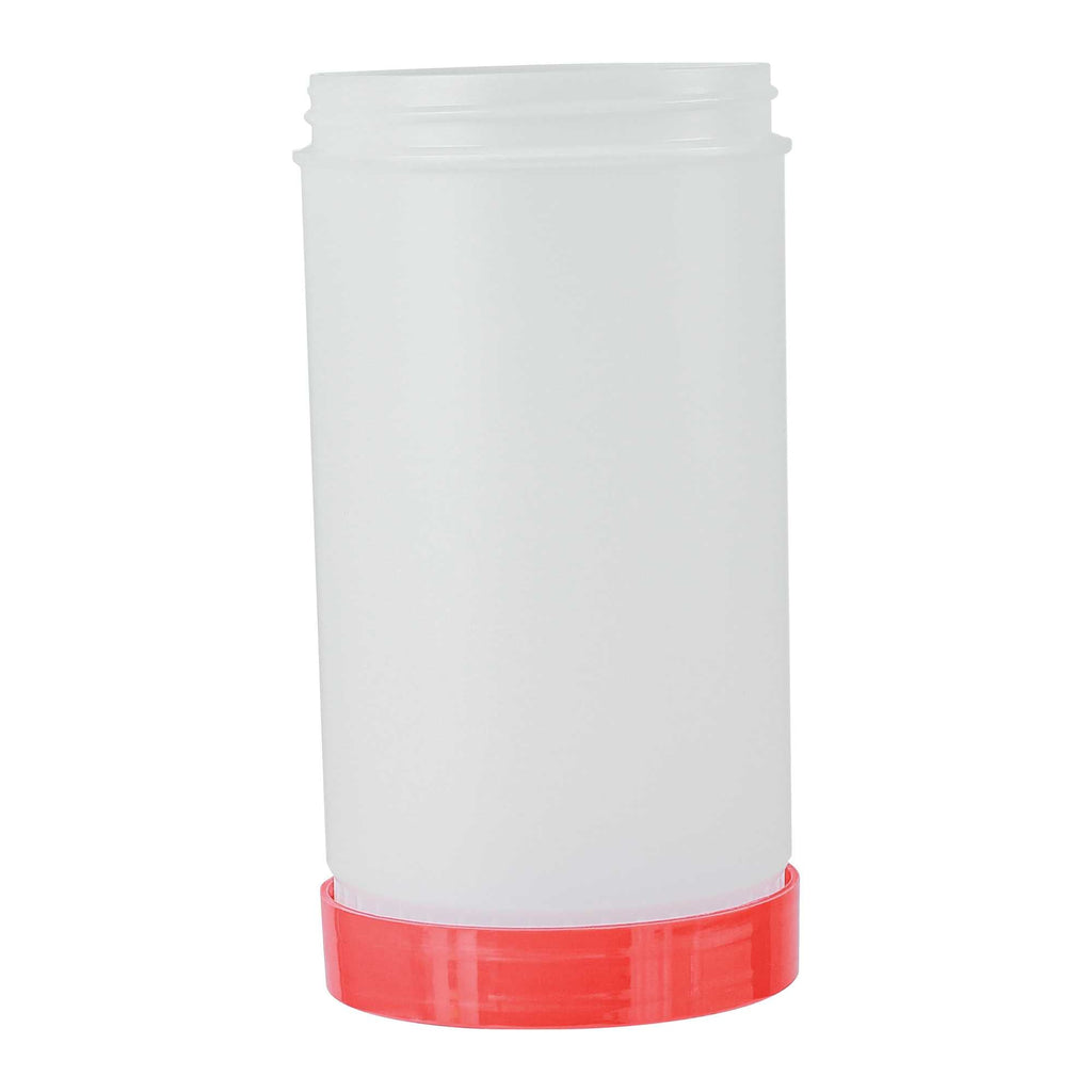 Bar Lux 1 qt Plastic Quick Pour Storage Container Bottle - with Red Spout and Lid - 3 1/2" x 3 1/2" x 13" - 1 count box