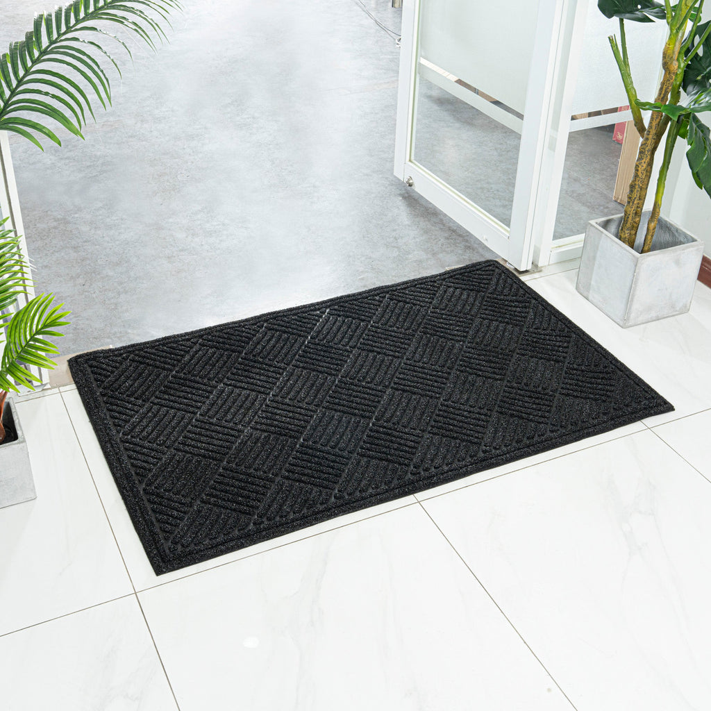 Comfy Feet Black Heavy-Duty Outdoor Floor Mat - Diamond - 60" x 36" - 1 count box