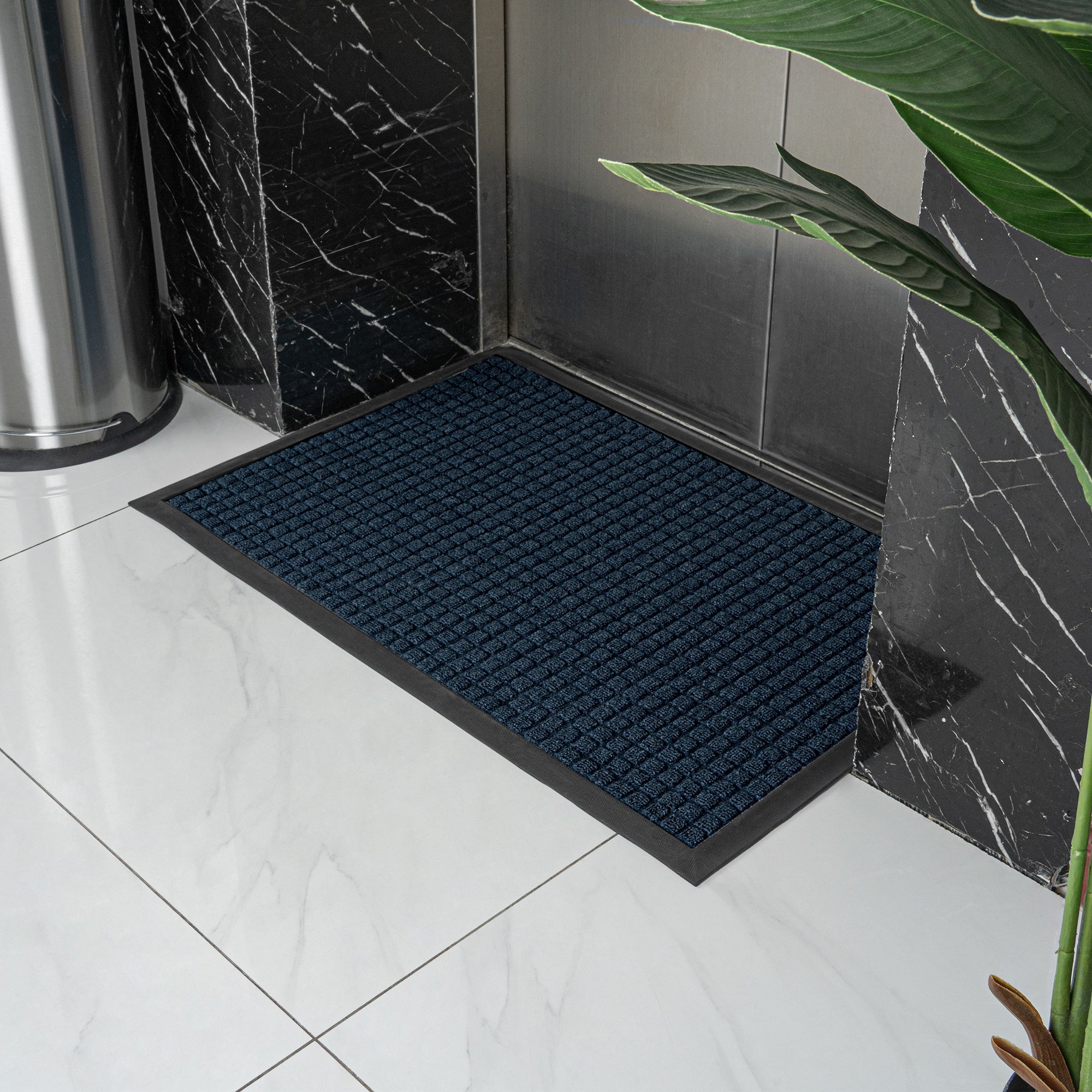 Comfy Feet Blue Heavy-Duty Carpet Floor Mat - Waffle - 36" x 24" - 1 count box