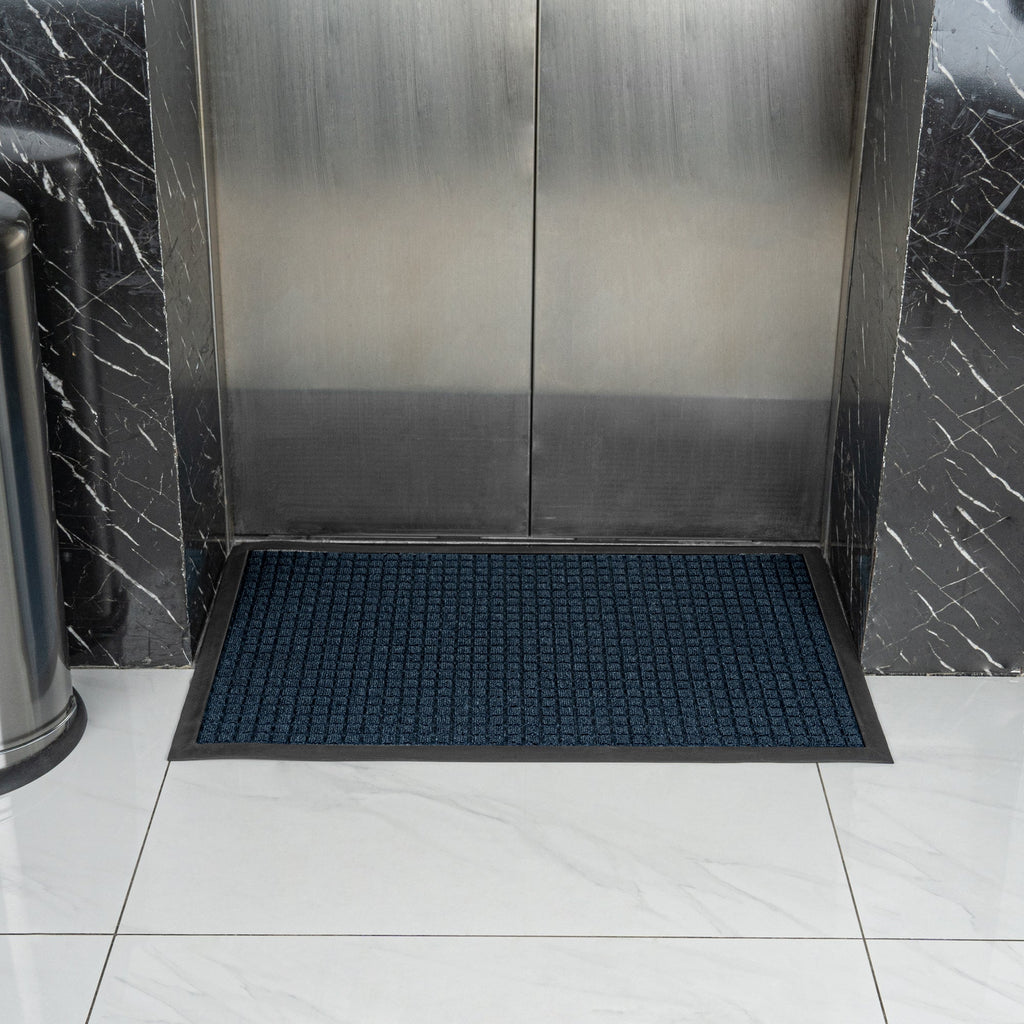 Comfy Feet Blue Heavy-Duty Carpet Floor Mat - Waffle - 36" x 24" - 1 count box