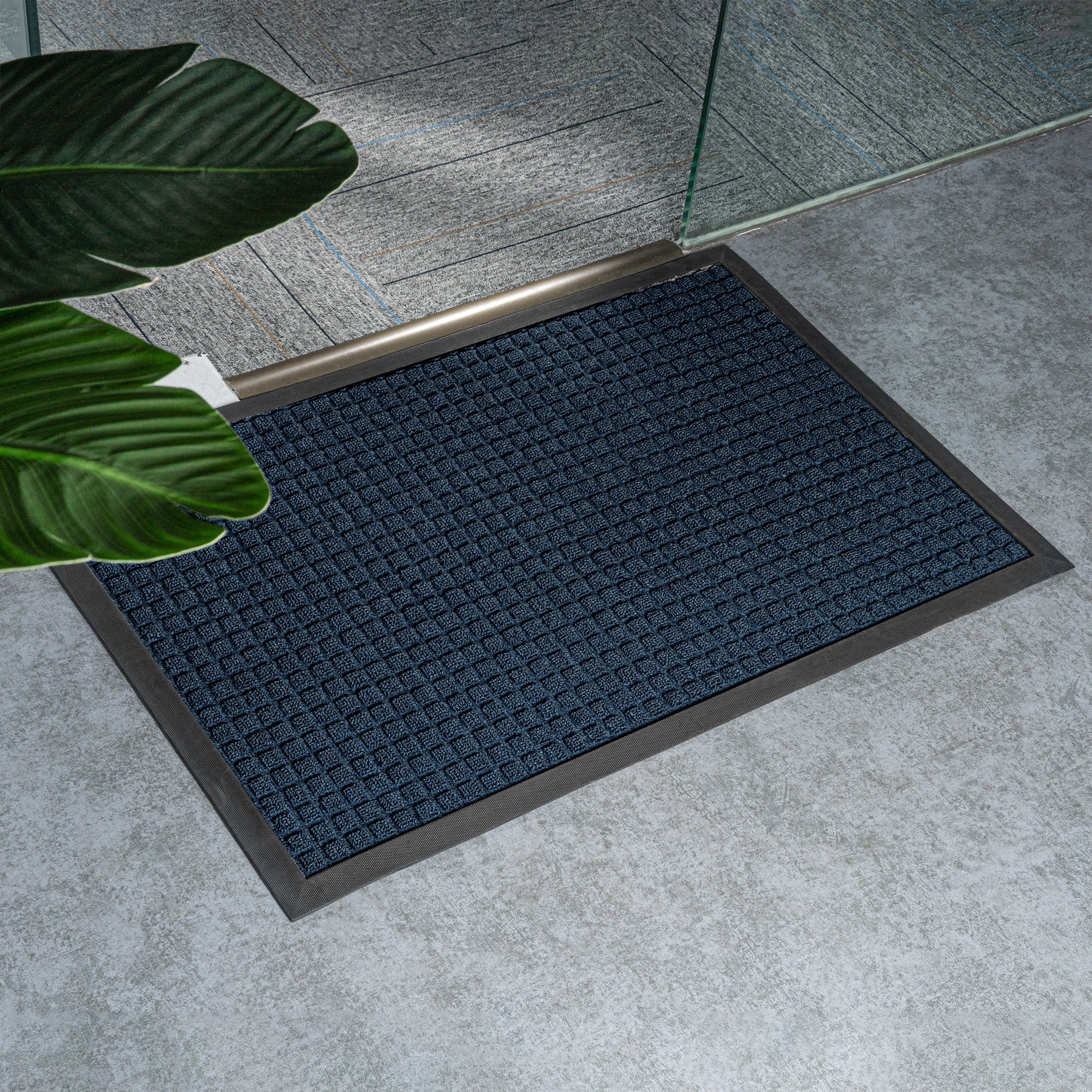 Comfy Feet Blue Heavy-Duty Carpet Floor Mat - Waffle - 36" x 24" - 1 count box