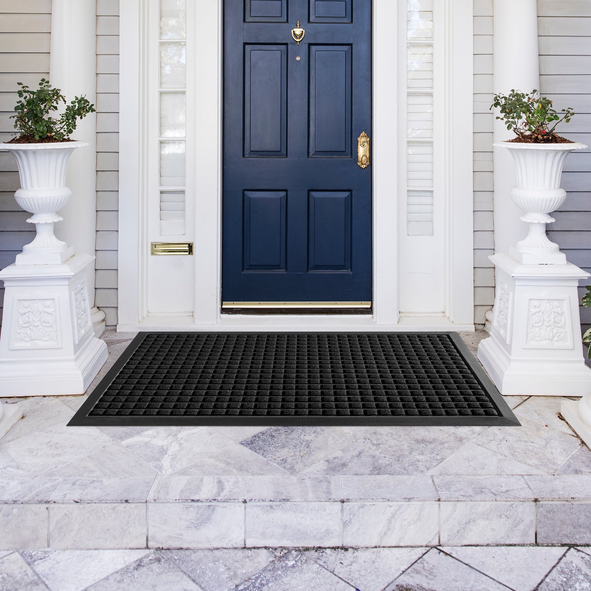 Comfy Feet Black Heavy-Duty Carpet Floor Mat - Waffle - 60" x 36" - 1 count box