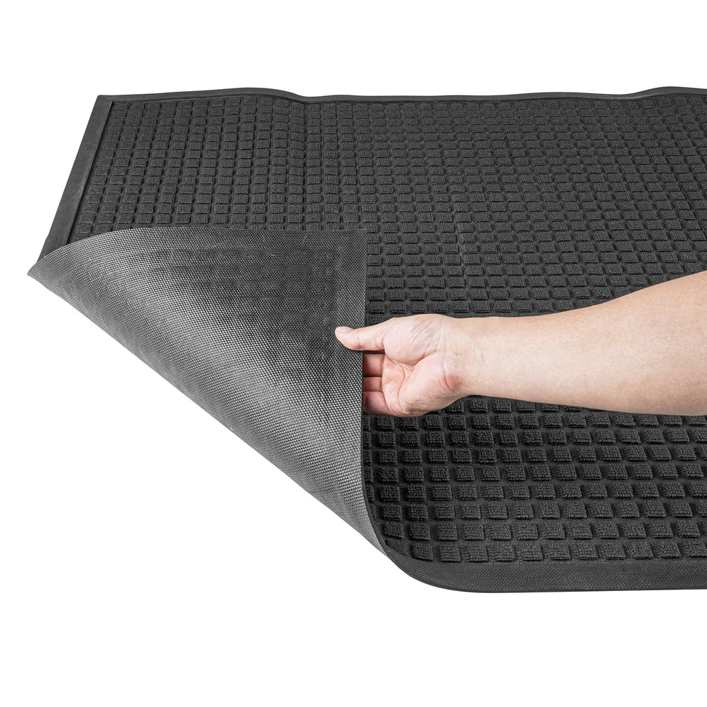 Comfy Feet Black Heavy-Duty Carpet Floor Mat - Waffle - 60" x 36" - 1 count box