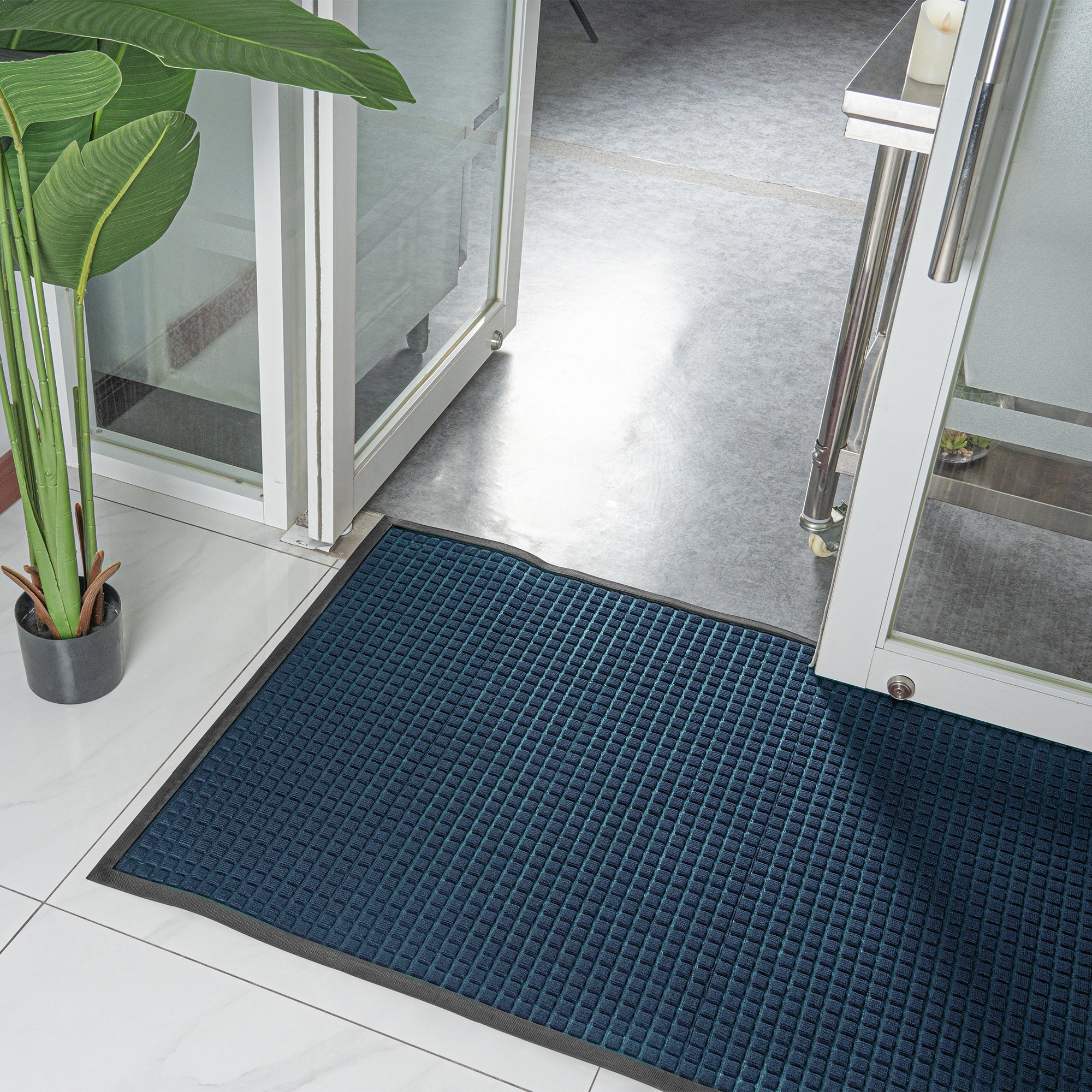 Comfy Feet Blue Heavy-Duty Carpet Floor Mat - Waffle - 60" x 36" - 1 count box
