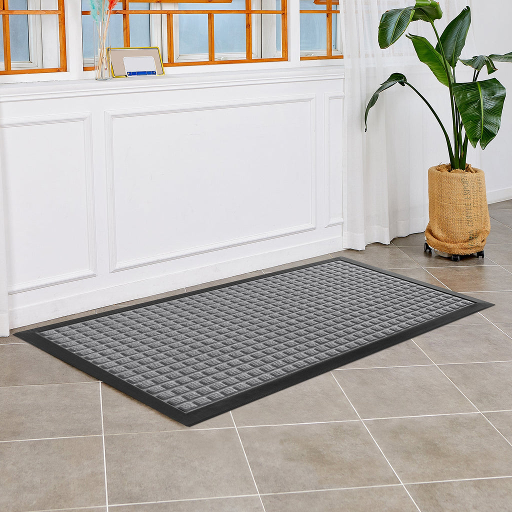 Comfy Feet Gray Heavy-Duty Carpet Floor Mat - Waffle - 60" x 36" - 1 count box