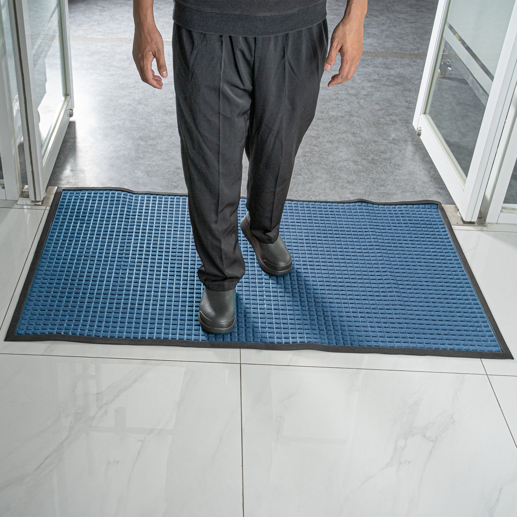 Comfy Feet Light Blue Heavy-Duty Carpet Floor Mat - Waffle - 60" x 36" - 1 count box